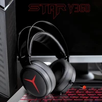 lenovo star y360 wired gaming headset gamer pc over the ear headphone with microphone earphones for pc computer ear headphones