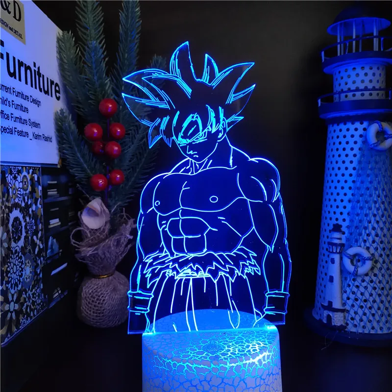 Dragon Ball Super Led Night Light for Bedroom Decor Colorful Nightlight Anime Son Goku Ultra Instinct Acrylic 3d Lamp Manga Gift