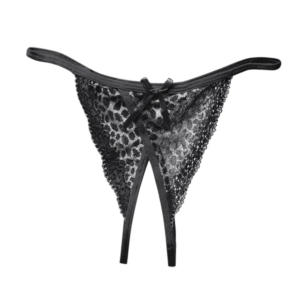 

Erotic Sexy Women Low Waist Thong Lace Dot Bow-knot Open Sexy Panties Lingerie T string Ladies Briefs Underwear q4