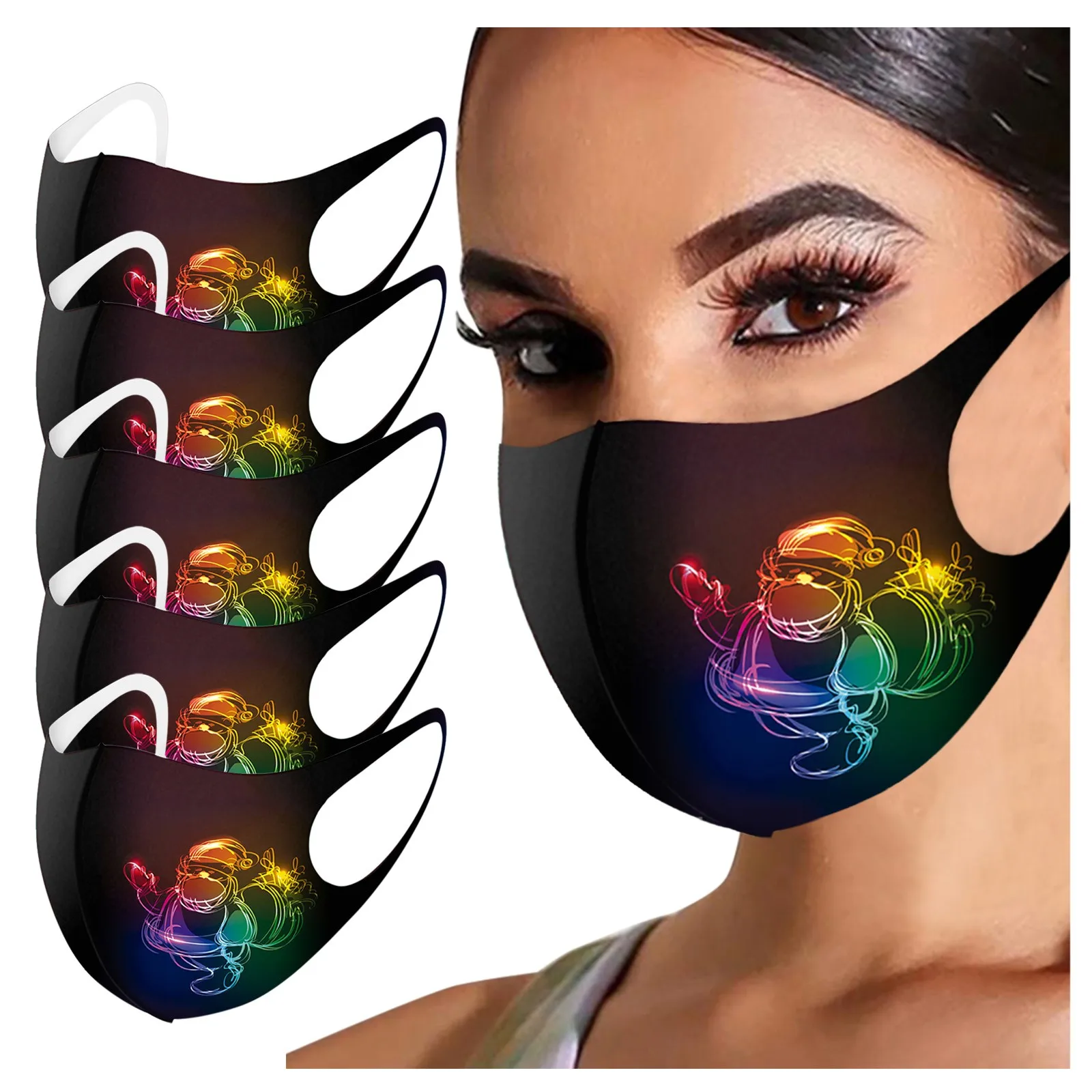 

Adult Black Mask Mouth Face Mask Butterfly Prints Protection Face Mask Thickened Washable Earloop Mascarillas