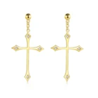 Женские серьги-гвоздики BONISKISS, простой золотистый Крест из стерлингового серебра 925 пробы, ювелирные изделия для девочек 2020