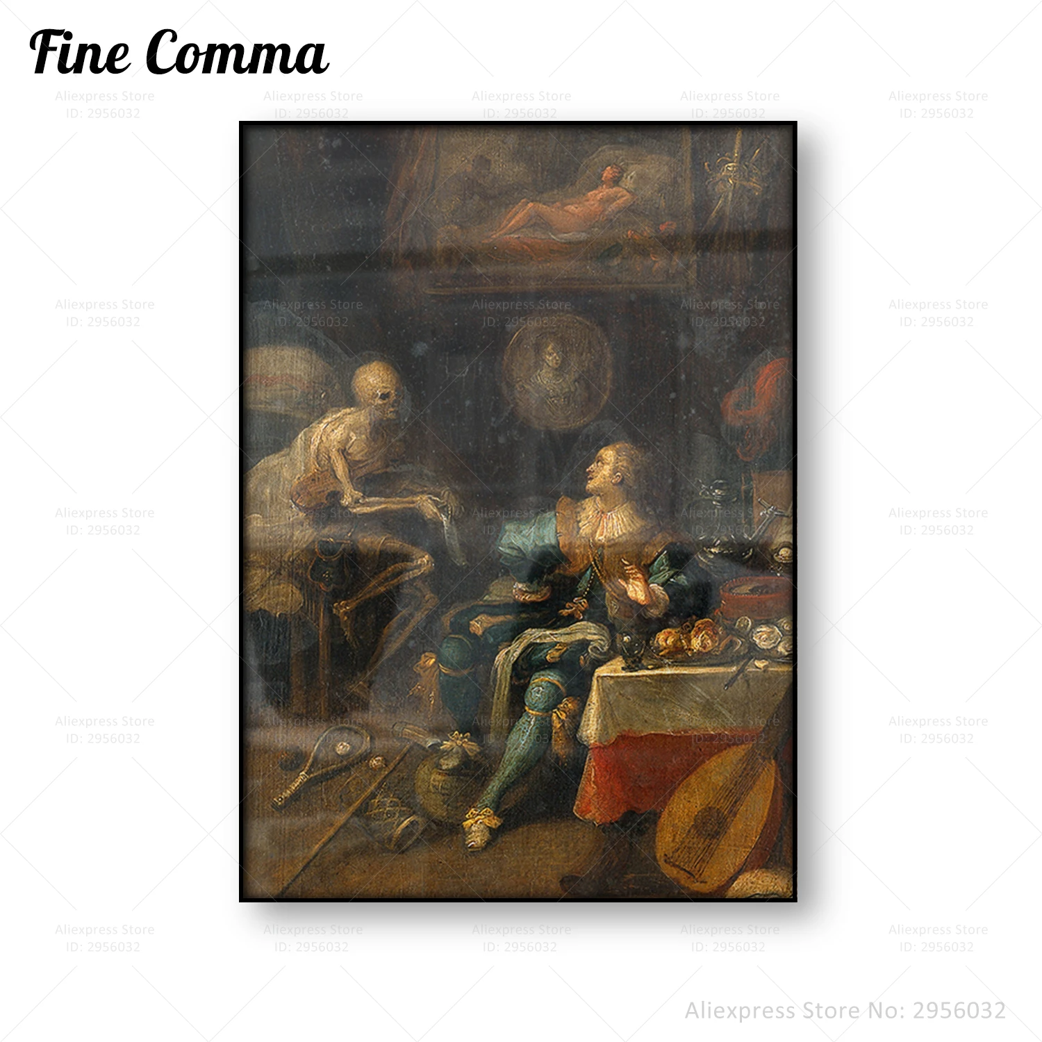 

Винтажный постер в готическом стиле, необычная обнаженность, Брезентовая печать, Настенная картина смерти, Античная картина маслом, Настен...