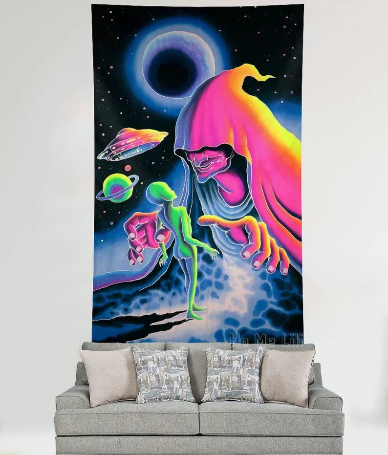 

Alien Ufo Tapestry Wall Hanging Psychedelic Hippie Wall Decoration