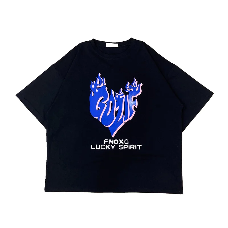 

INS Same Harajuku Style Printed Couple's T-shirt Women's 2021 Summer New Loose-Fitting Short Sleeves Mid-Length Top Fashion