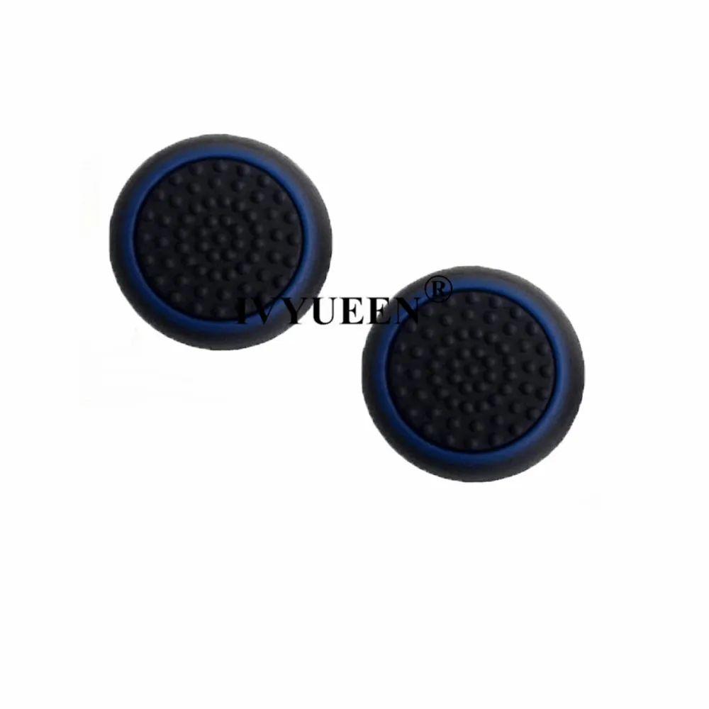2 Black Blue Caps IVYUEEN, новая версия, силиконовый чехол для Dualshock 4, для playstation 4, PS4 Pro, тонкая консоль, кожный чехол с контроллером, колпачки - Цвет: 2 Black Blue Caps