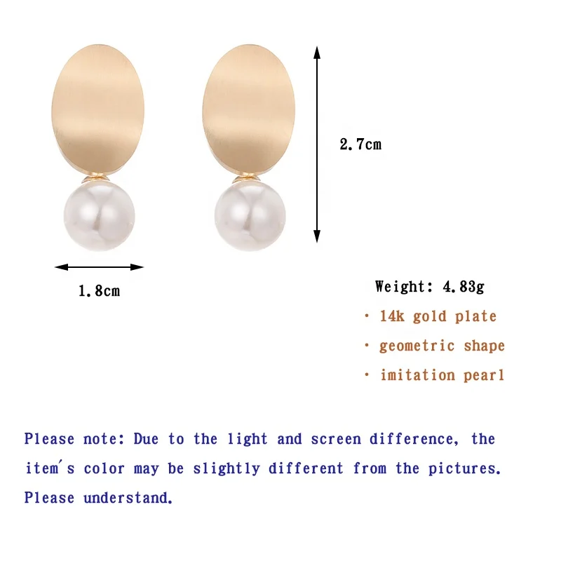 

ONYSS Fashion Alloy Light Weight Gold Plate Simple Design Pearl Earrings 2021 Wholesale