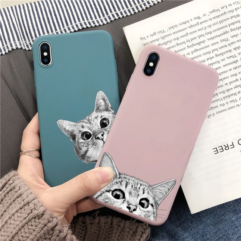 С рисунком кота из мультфильма класса люкс с принтом, мягкий из ТПУ чехол для iPhone 6 S Plus, 8, 7, 6 S, Plus, X Матовый чехол на заднюю панель для iPhone 11 Pro XS Max XR чехол для телефона, Capa