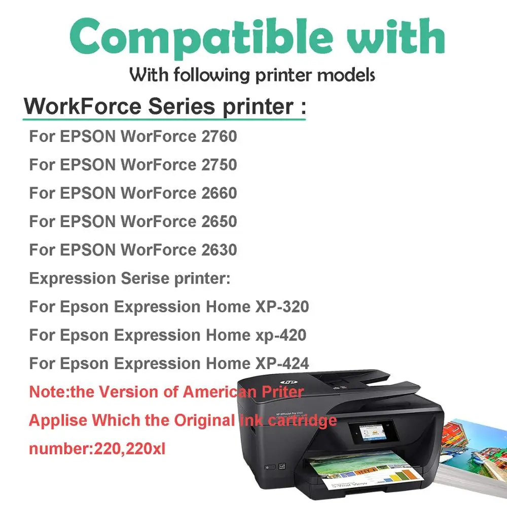 5 черный T220 T220XL чернильные картриджи совместимые с Epson XP 320 420 WorkForce 2630 2650 2660