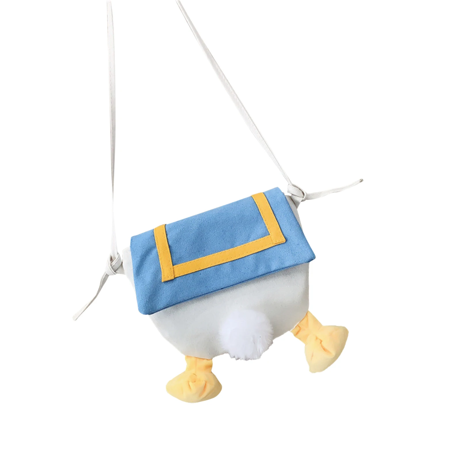

Cute Duck Shoulder Bag Canvas Smooth Zipper Closure Funny Cartoon Crossbody Purse for School Daily