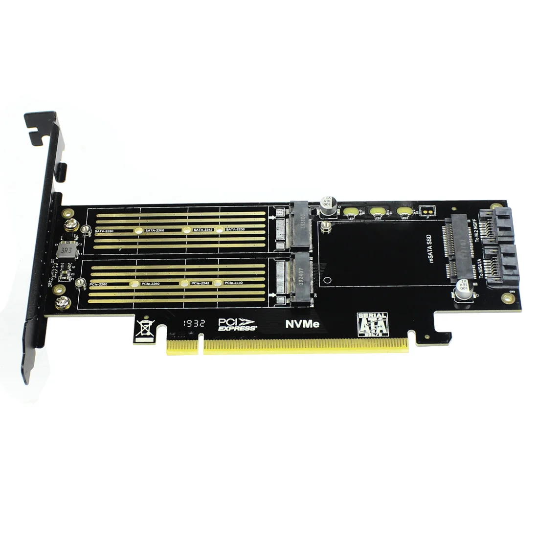 M.2 для NVMe SSD NGFF PCIE 3 0 X16 адаптер M ключ B Ключ mSATA PCI Express m2 AHCI 3in 1 переходная карта|Платы