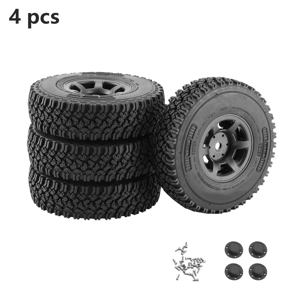 

4pcs Metal 1.55 Beadlock Rim & Rubber Wheel Tires 9024mm AX-1020BK For RC Crawler Car D90 TF2 RC Car Parts Accessories