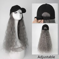 4 colors fashion screen face hat wig 2 in 1 synthetic wave baseball long curly easy for girl women party cool protected