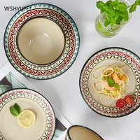 new product rice bowl household single sided instant noodle bowl soup bowl dish plate ceramic tableware hand painted underglaze