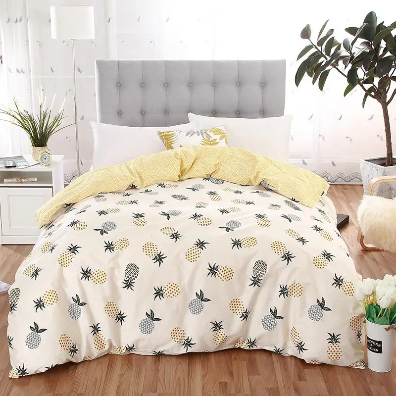 Комплект постельного белья с желтым ананасом серым Детский домашний текстиль