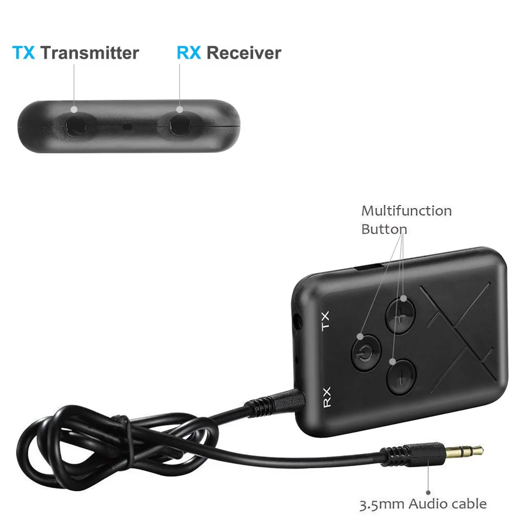 new 3 5mm audio wireless bluetooth 4 2 transmitter receiver 2 in 1 stereo audio adapter for tv car speaker music free global shipping