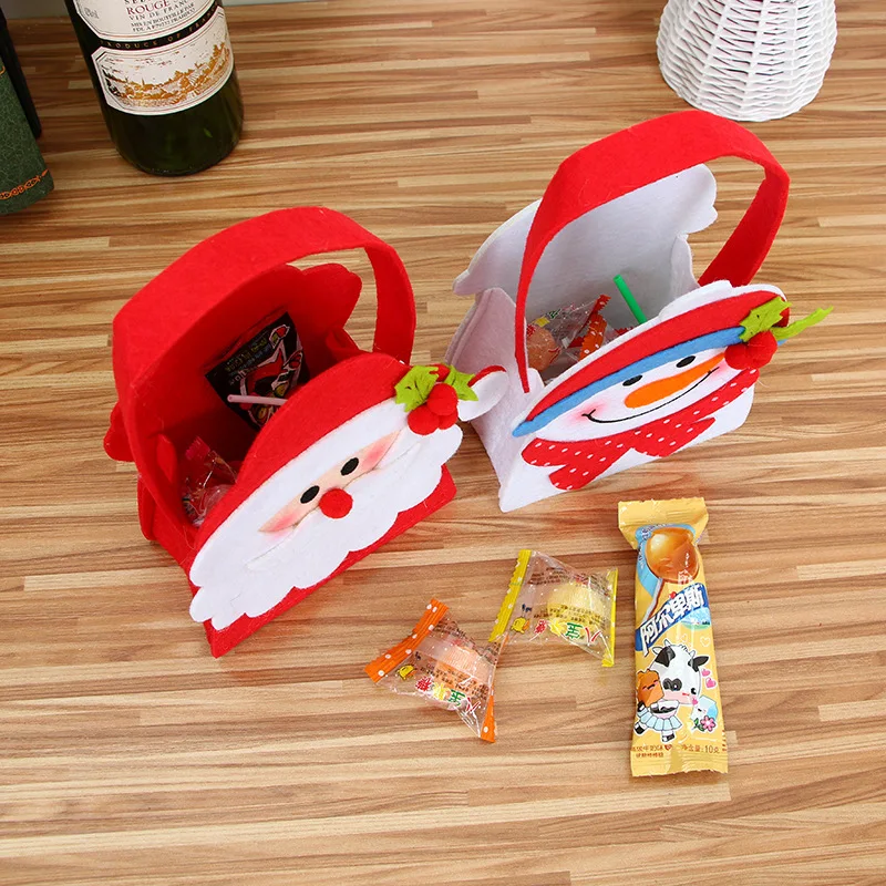 New Merry Christmas Gift Bags Apple Candy Bag Santa Claus Snowman Elk Home Party Furniture Decor To Children Kids 20x13cm | Дом и сад