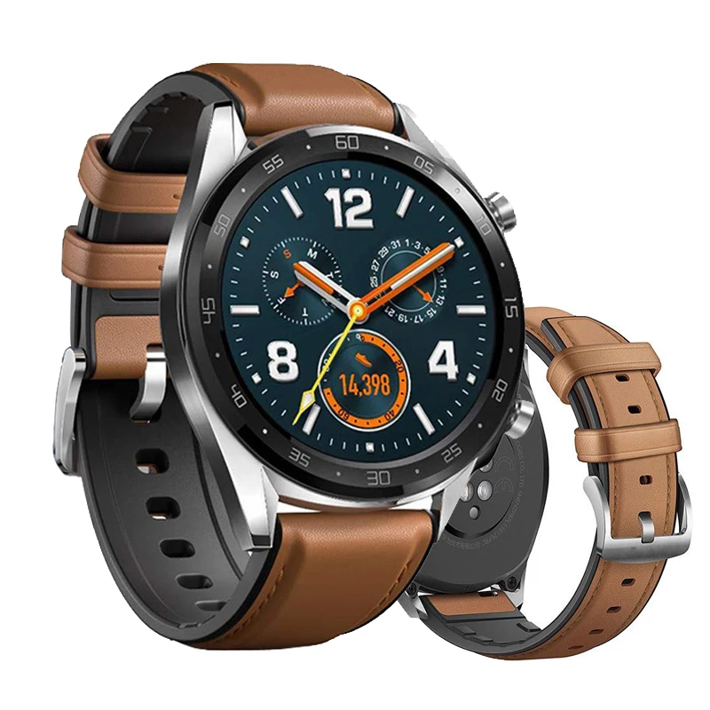 Ремешок кожаный для Huawei Watch GT 2 браслет samsung gear S3 Frontier galaxy watch 46 мм amazfit GTR 47 мм/pace/stratos