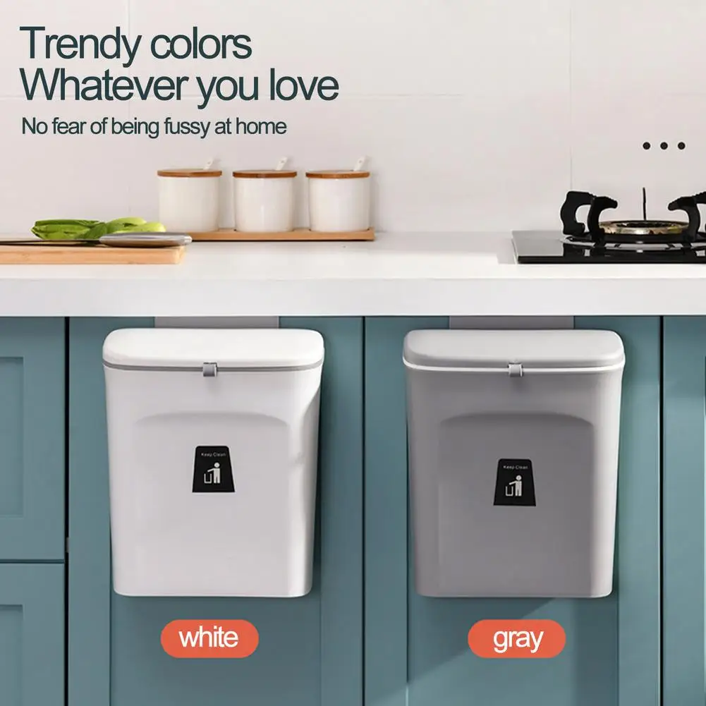 

New Wall Mounted Slide Cover Trash Can Bin Waste Bin Kitchen Cabinet Door Hanging Trash Bin Garbage Car Recycle Dustbin Rubbish