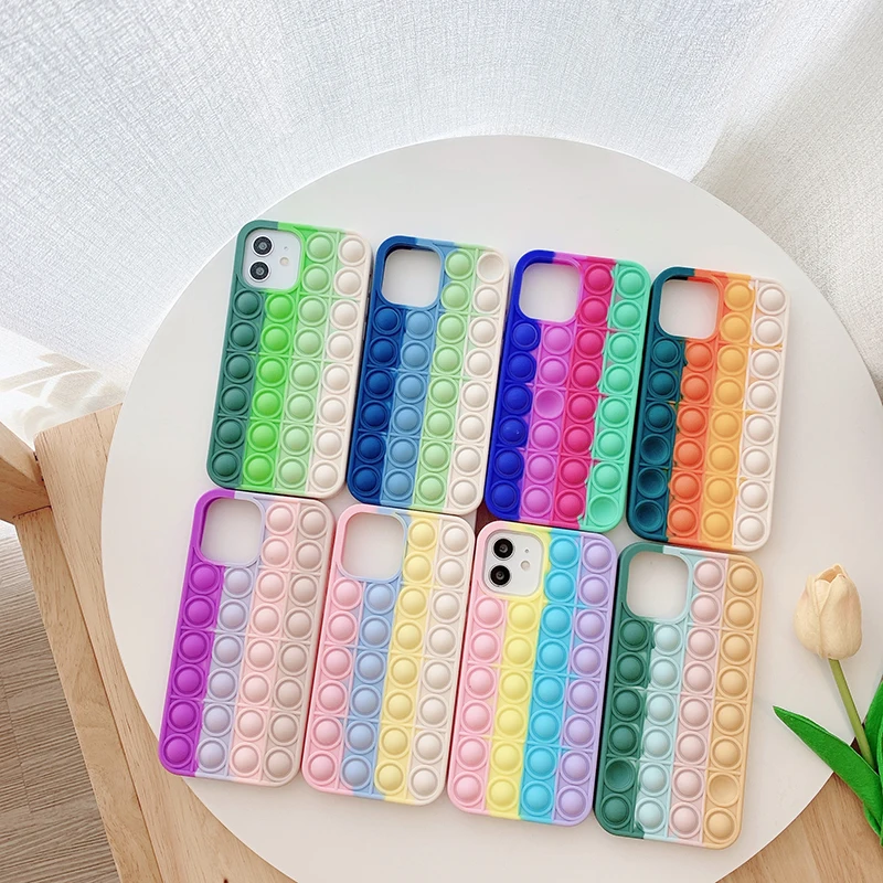 Радужный чехол для телефона iPhone 12 11 Pro Max X XS XR 10 7 8 Plus SE 2020 снимающие Стресс игрушки