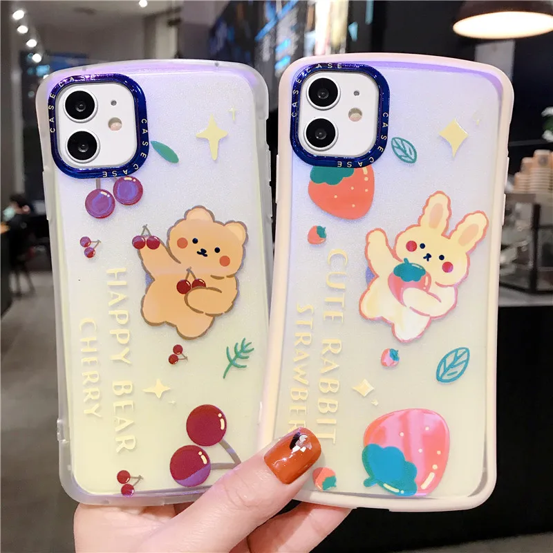 Смешной рисованный кролик голубого цвета чехол для телефона для Apple iPhone 11 Pro Max 6 S 7 8 Plus X XS MAX XR Конфетный цвет Пары мягкий.