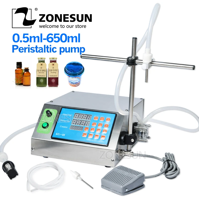 

ZONESUN Peristaltic Pump Bottle Water Filler Liquid Vial Filling Machine Beverage Drink Oil Perfume