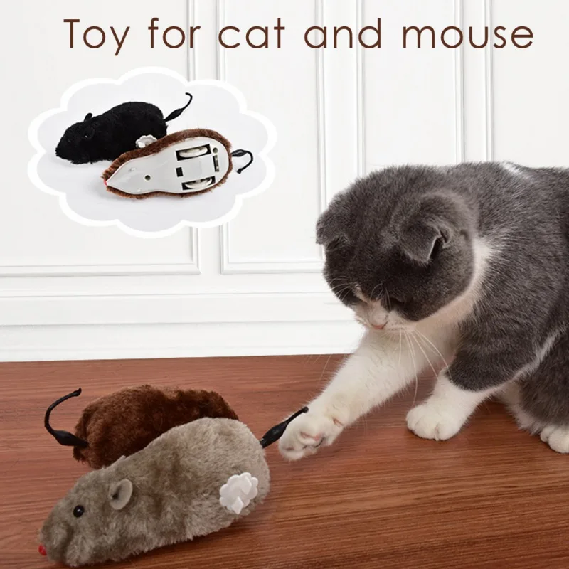 

Funny Clockwork Spring Power Plush Mouse Dog Cat Toy Playing Toy Mechanical Motion Rat Pet Accessories Random Color 1pc