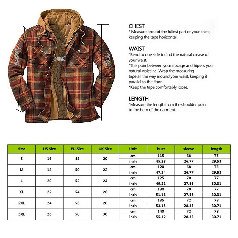 

Men's Plaid Coat Hooded Thicken Jacket Long Sleeve Wild Warm Coat Men's Loose Coat 2020 Winter Fashion Streetwear Jacket for Men