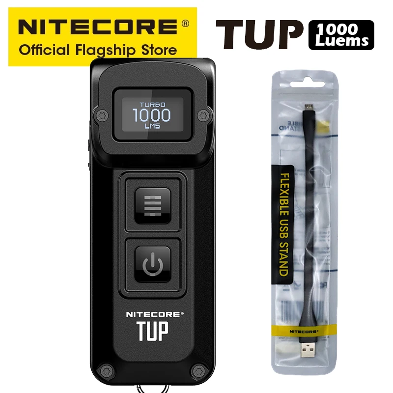 NITECORE TUP EDC Keychain Light USB Rechargeable Flashlight Led Mini Hiking Pocket Light Built in Battery, USB charge Cable