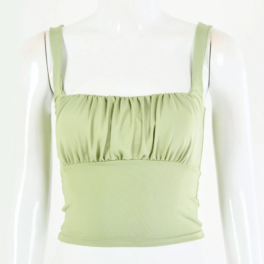 Майка женская однотонная с рюшами пикантный короткий топ без рукавов