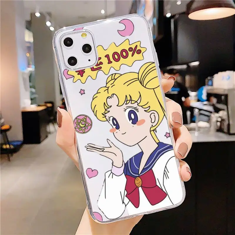 

Sailor Moon Cartoon girl Phone Case Transparent soft For iphone 5 5s 5c se 6 6s 7 8 11 12 plus mini x xs xr pro max