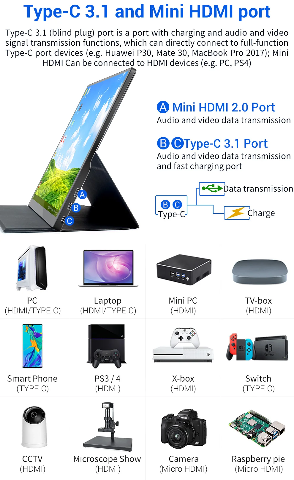 156 4k usb 31 type c сенсорный экран портат