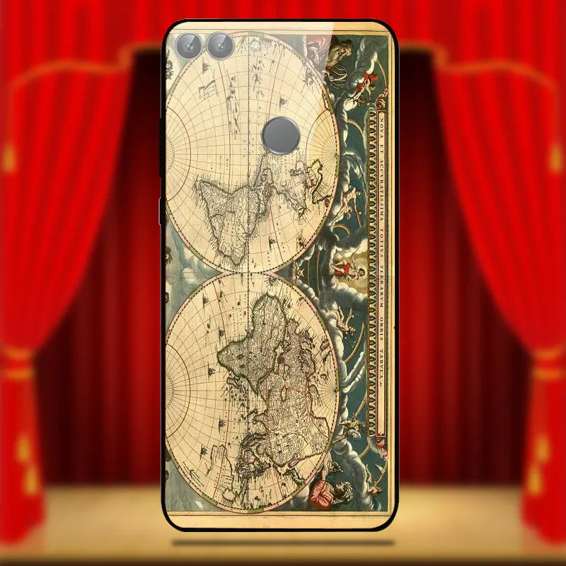 Ретро старинные карты мира закаленное стекло мобильный телефон чехлы для Huawei Honor