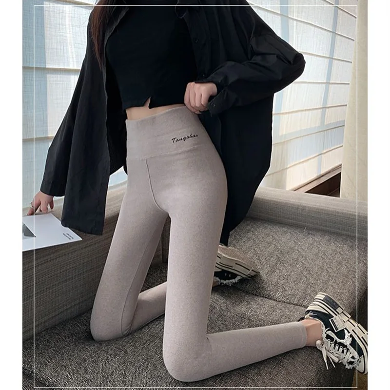 

GCAROL Women Thick Fleece Legging High Waist Letters Legging Pants Stretch Winter Seamless Fitness Can Be Worn Below Zero