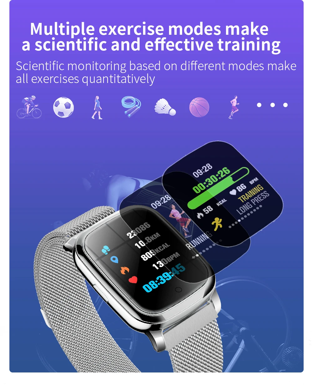 ONEVAN 1,3 дюймов Smartwatch пульсометр Монитор артериального давления погоды gps IP67 Фитнес браслет водонепроницаемый браслет