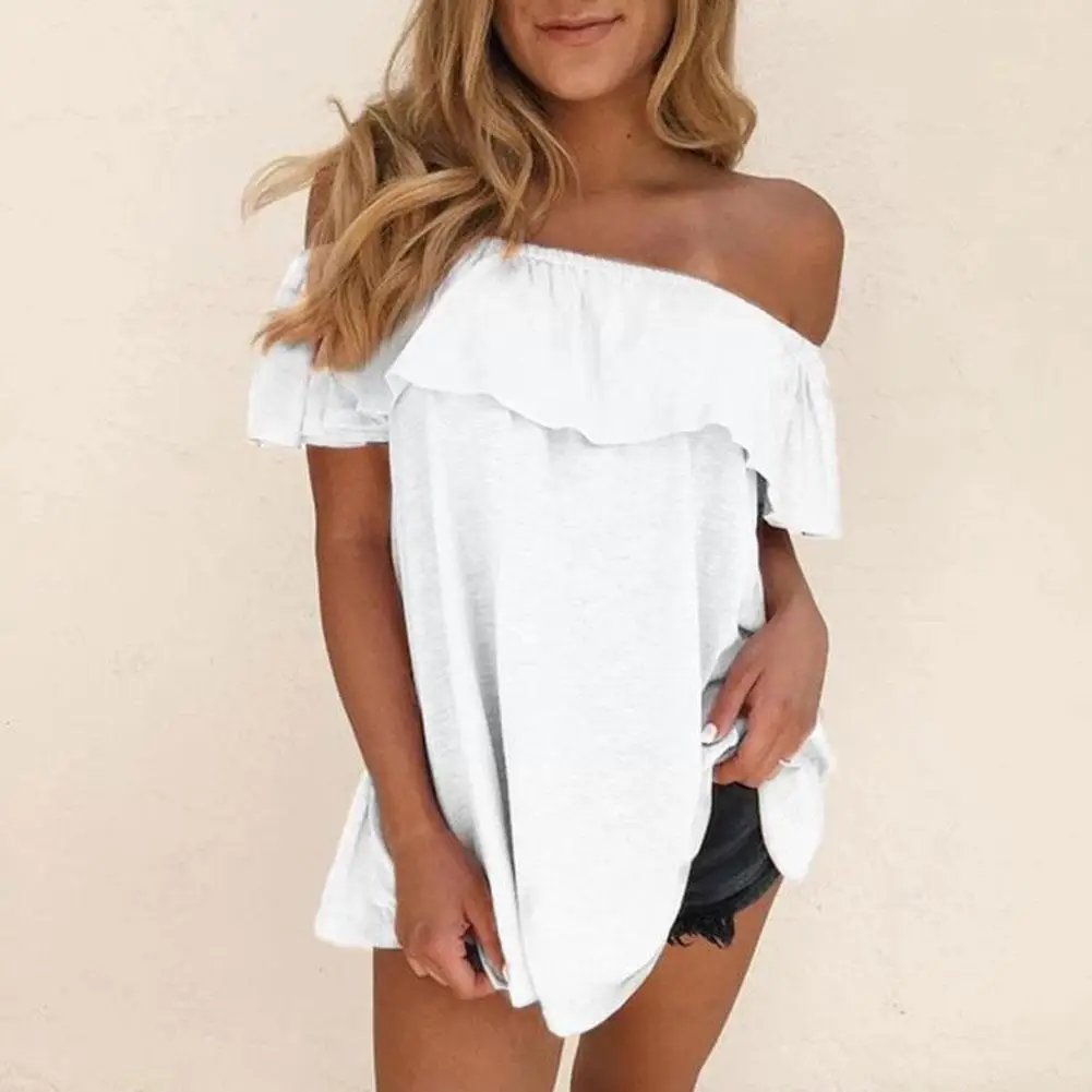 

Summer Women Ladies' Collar Top Fashion Off Shoulder T Shirt C5K0