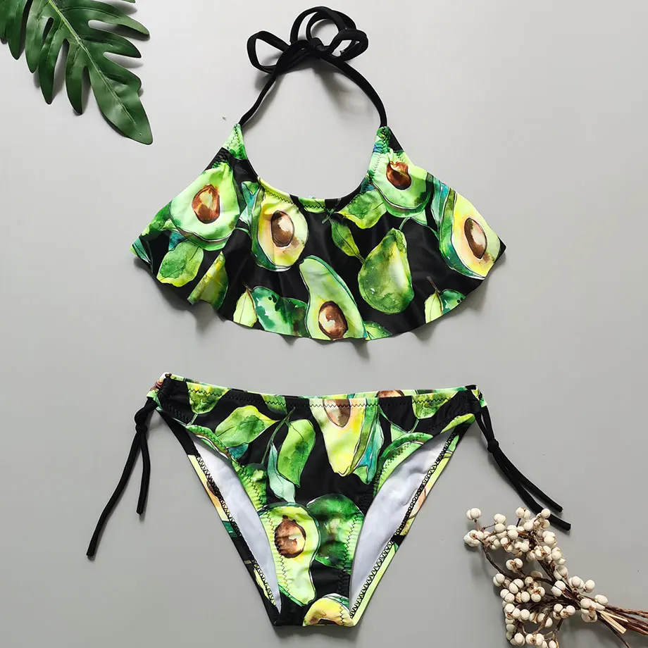 От 7 до 14 лет купальник для девочек купальный костюм детей авокадо белье