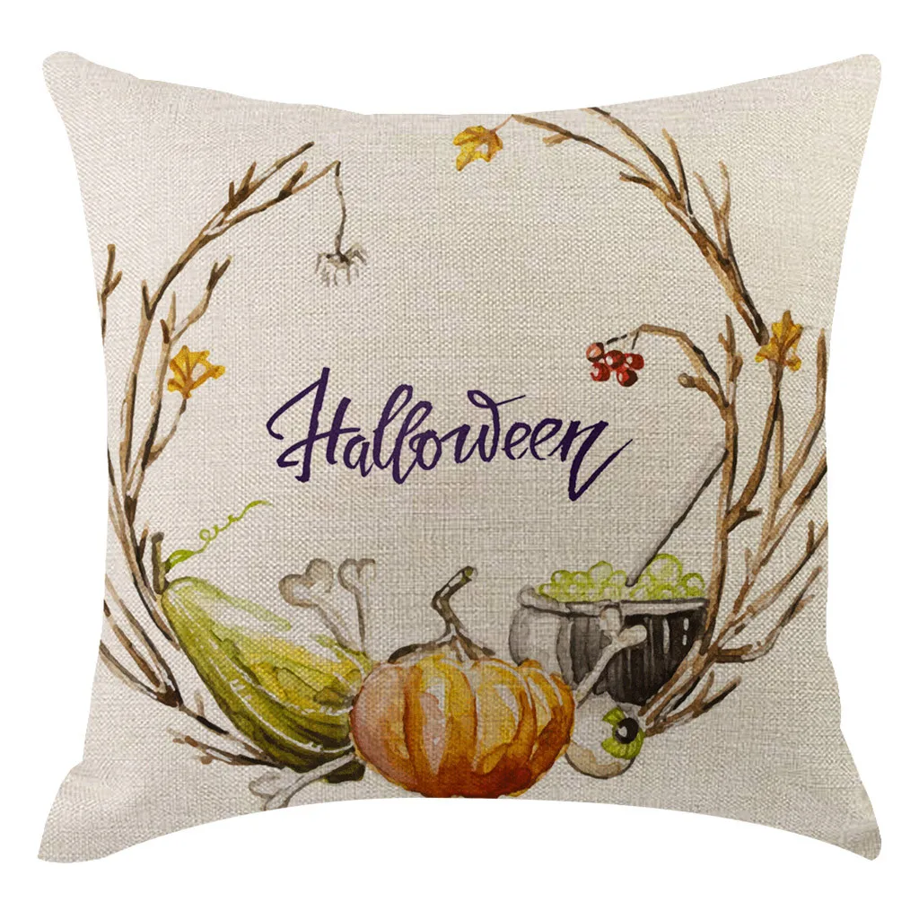 Halloween Pumpkin Witch Cat Owl Pillow Case Square Linen Home Hotel Pillowcase Fronha travesseiro Fronhas decorativas capa de | Дом и сад