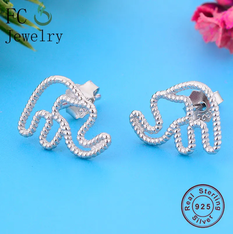 

FC Jewelry 100% Real 925 Silver Minimalist Hollow Animal Elephant Stud Earring For Women Boucle D'oreille Brinco Kid Pendientes