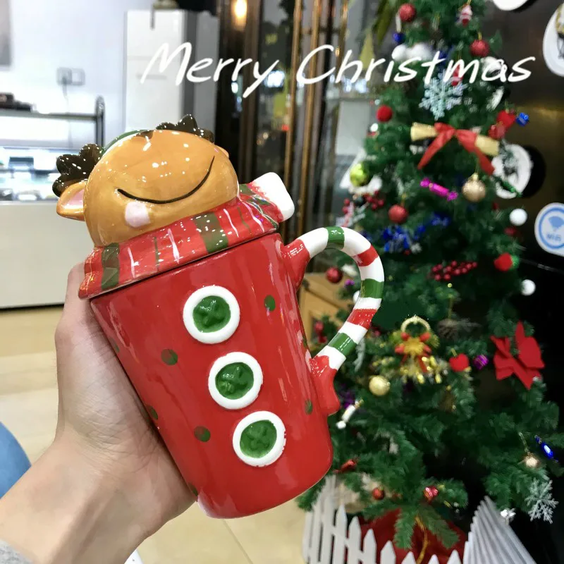 Рождественская чашка с мультяшным рисунком креативная Студенческая модная
