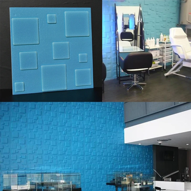 Blue 1 шт. 30*30 см DIY самоклеющиеся ПЭ пены 3D обои анти-столкновения водонепроницаемые обои для спальни гостиной украшения стен - Цвет: Blue
