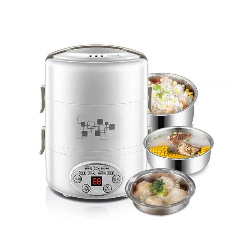 220В Электрический Ланч бокс 3 слоя из нержавеющей стали лайнер Тепловая рисоварка