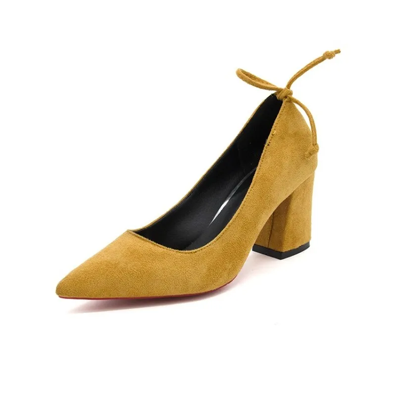 Туфли-лодочки с острым носком женская модная замшевая обувь на не сужающемся