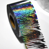 100meters holographic zebra foils sliders animal print nail foils stickers decal sliders transfer foil leopard nail art sticker