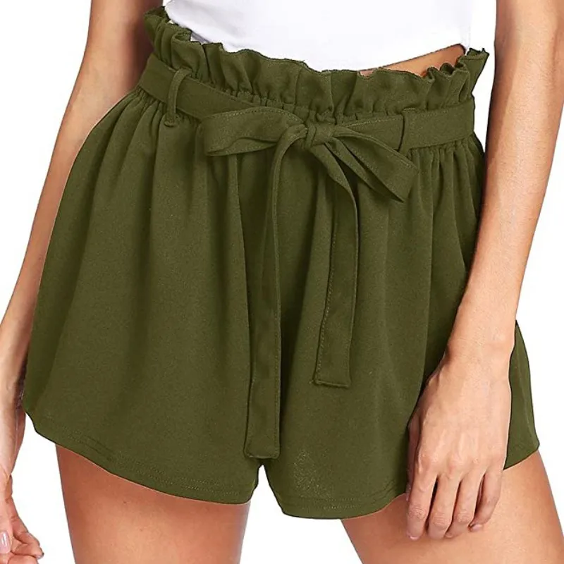 

Women's High Waist Pants Casual Elasticated Waist Solid color Summer Beach Shorts -