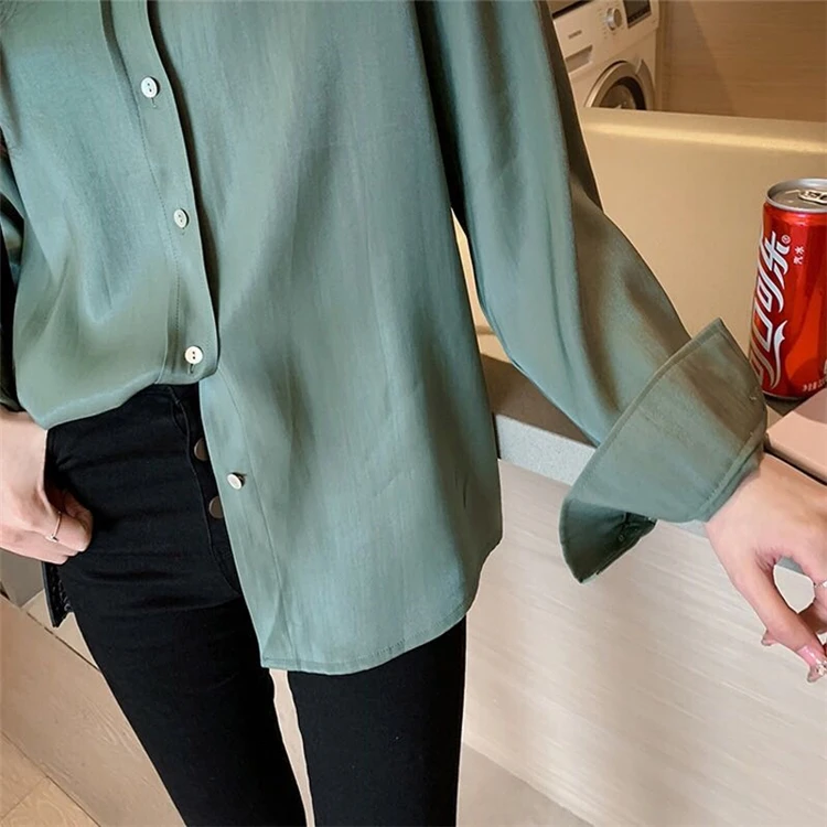 Женская офисная блузка в Корейском стиле однотонная белая рубашка большие