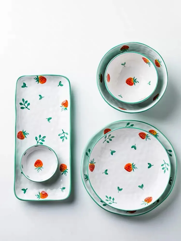 Классические Тарелки и блюда серии клубника миски комбинированная керамическая