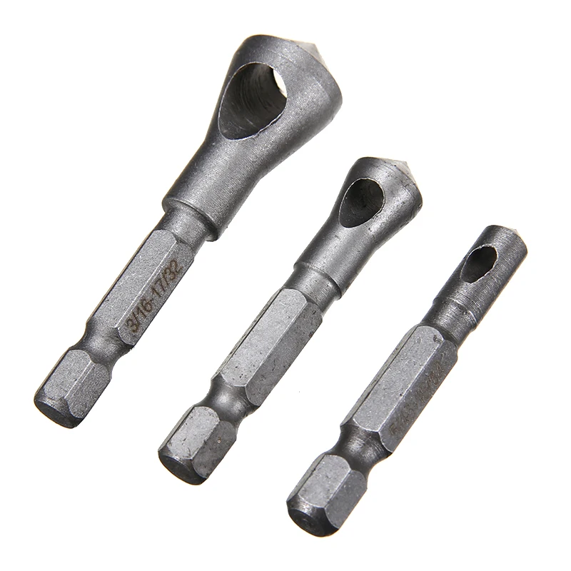 3pcs High Speed Steel Countersink Drill Bit Deburring Tool Set Hex Shank Taper Hole Cutter For Cutting Metal Wood | Инструменты