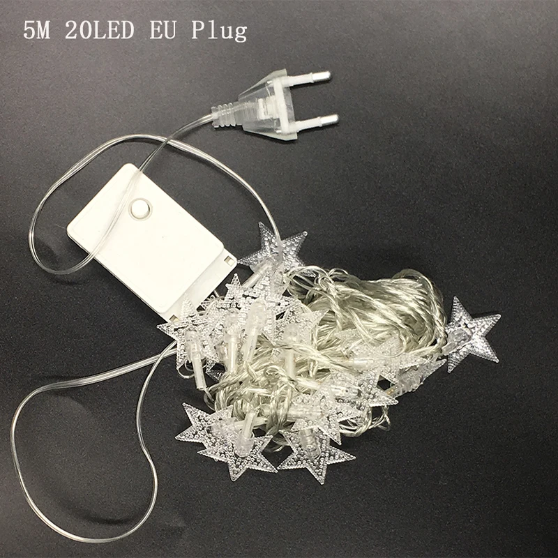5M 20LED 220V штепсельная вилка европейского стандарта LED Рождественская звезда Фея