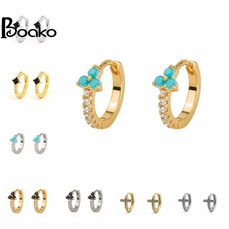 

Серьги-кольца женские из бирюзы, под золото/серебро, 925