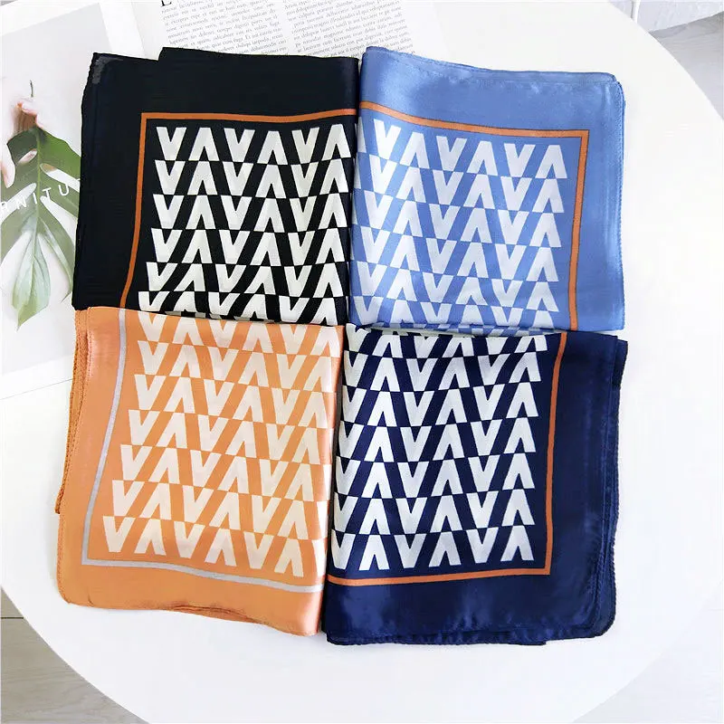 

2020 New Emulation Silk 70*70cm Fashion Women Head Scarf Neckerchief Square Silk Scarf Print Female Stylish Satin Head Scarf